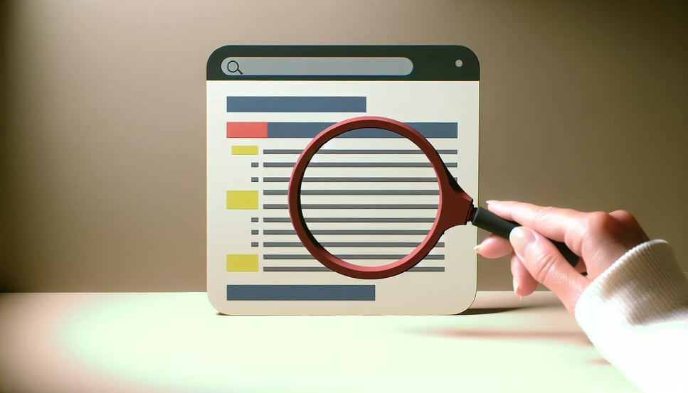 Abstract illustration representing the examination of a web page
